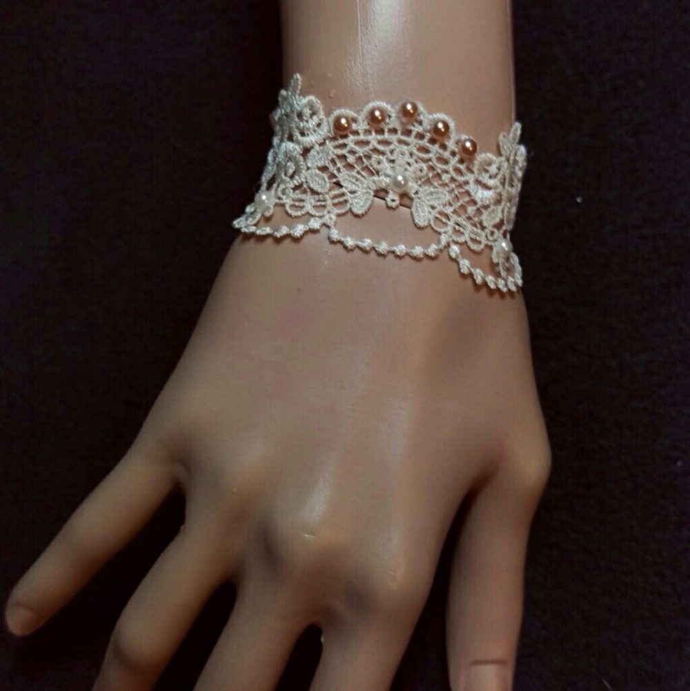 Ivory lace cuff bracelet